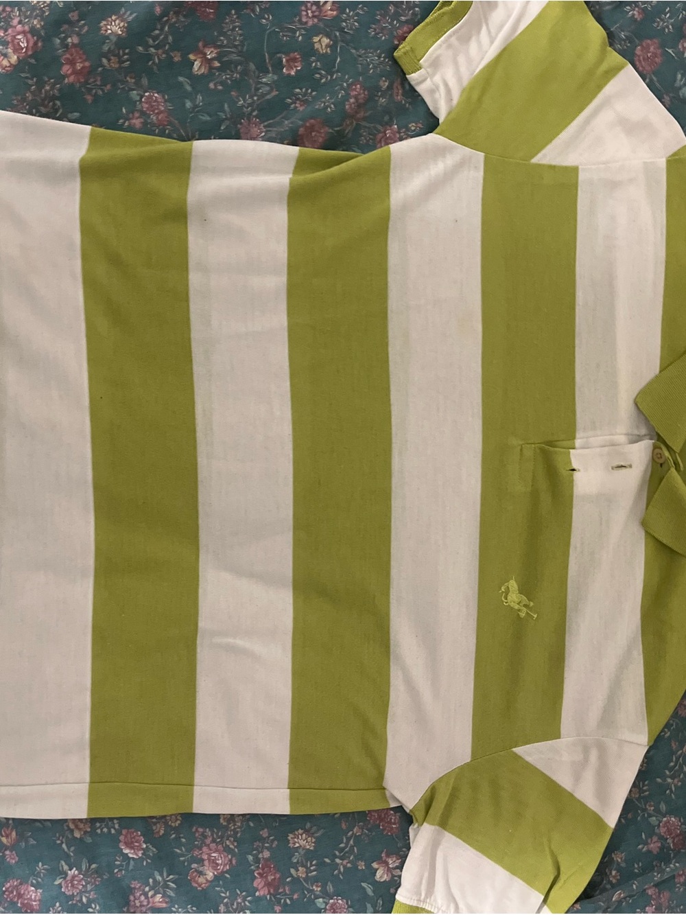 Pacifica Polo Shirt in Lime Green and White Stripes